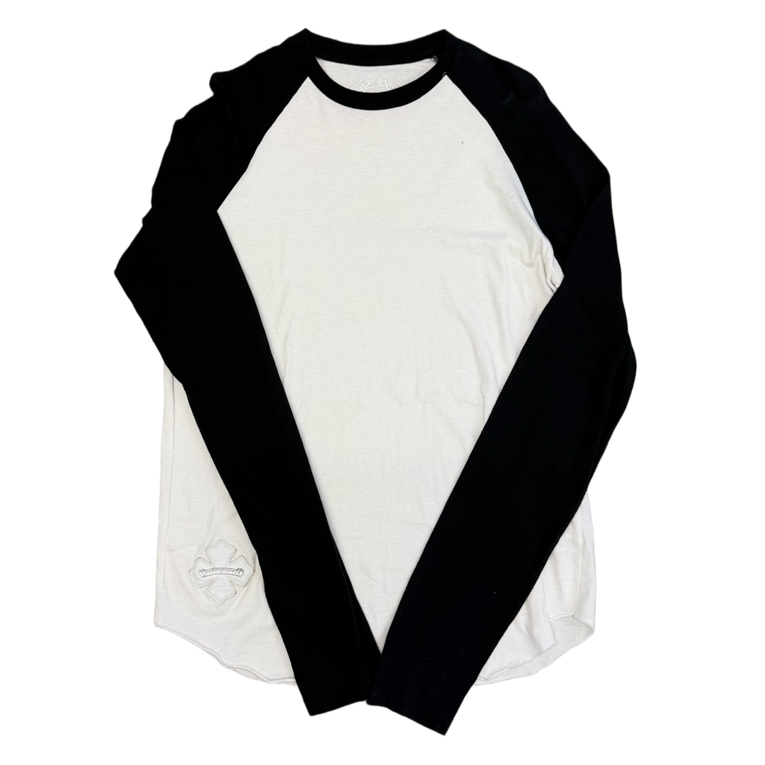 CHROME HEARTS 'BLACK PATCH' WHITE/BLACK BASEBALL LONGSLEEVE