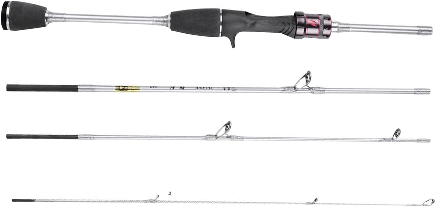 Travel Fishing Pole, Baitcasting Rod | Carbon Fiber Saltwater Surf Fishing Rod | Outdoor Fishing Equipment [Video Included] Carbon Short Pole, Injection Microbial Lure Rod, Ultra Lightweight, Portable