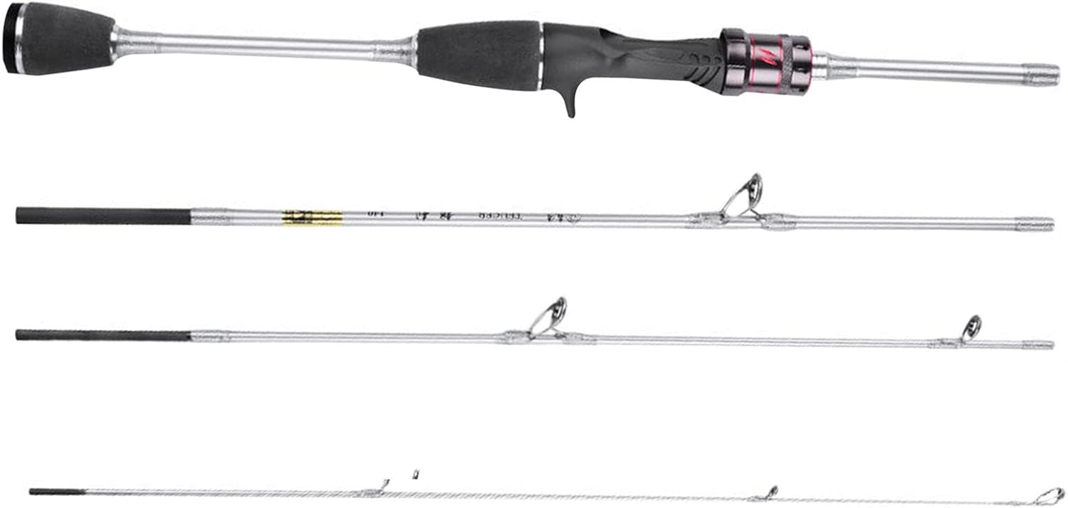 Travel Fishing Pole, Baitcasting Rod | Carbon Fiber Saltwater Surf Fishing Rod | Outdoor Fishing Equipment [Video Included] Carbon Short Pole, Injection Microbial Lure Rod, Ultra Lightweight, Portable