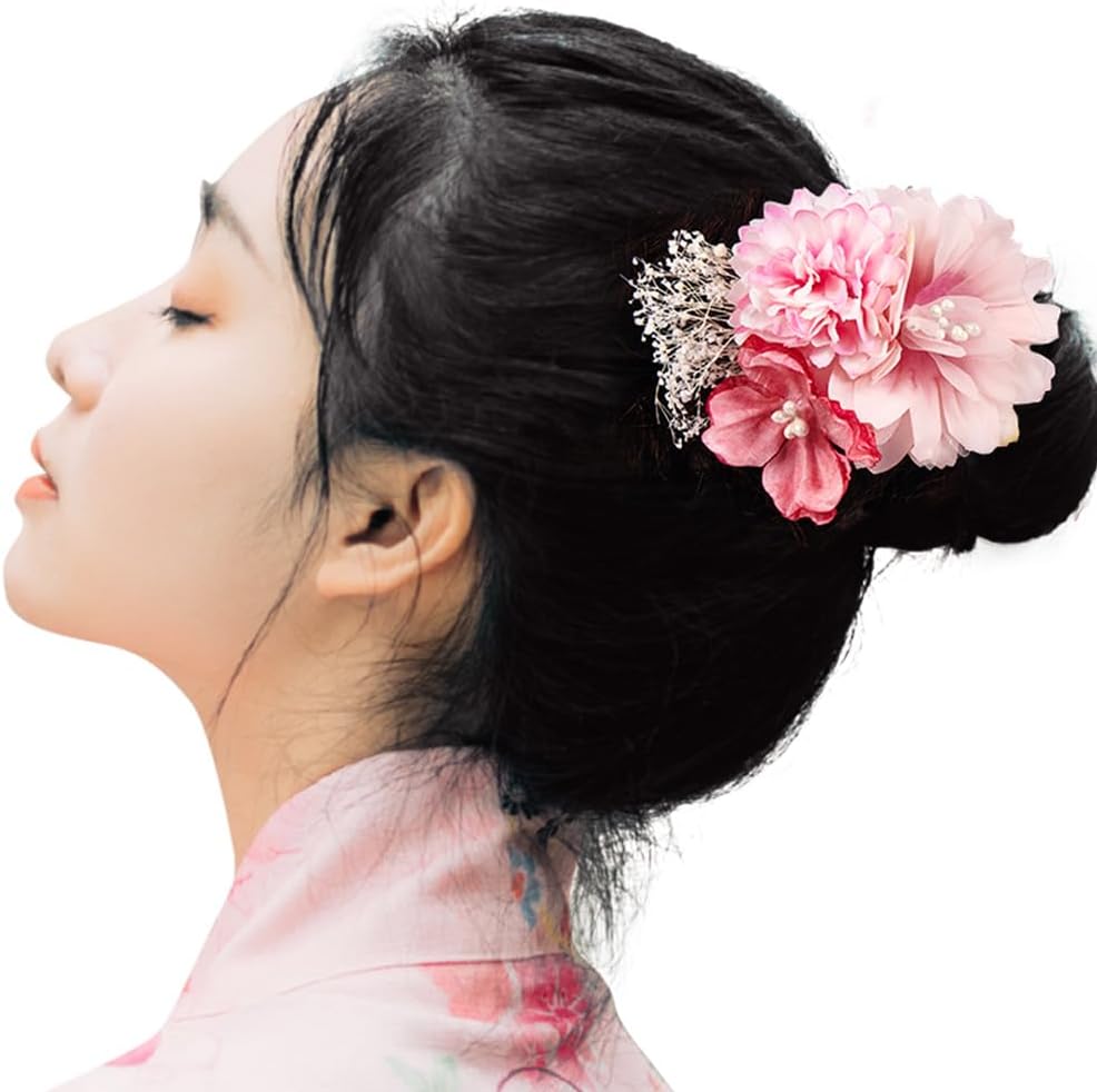 OTAKUMARKET Hair Ornament, Yukata, Shichi-Go-San Hair Ornament, Girls, Flowers, Hakama, Kimono, Kimono, Kimono, Graduation Ceremony, Wedding Ceremony, Children's Hair Clip, Japanese Style, High
