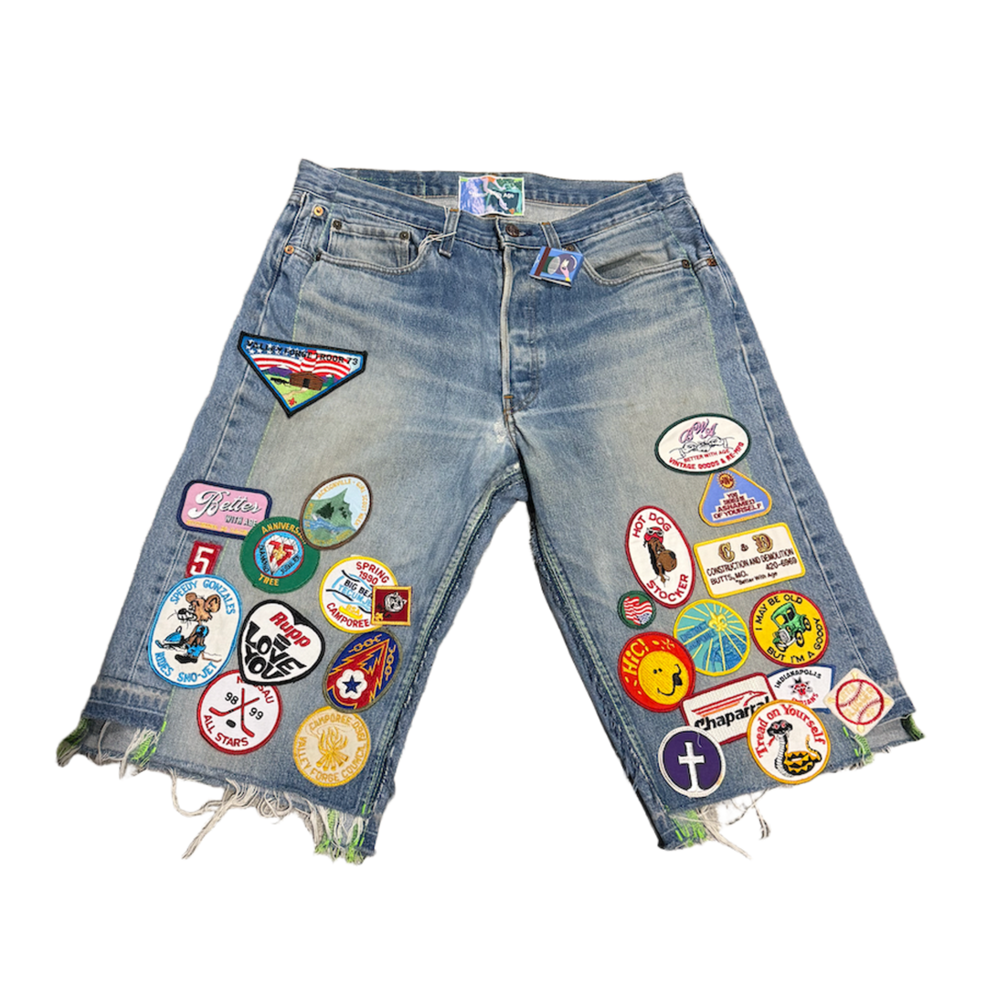 *BETTER WITH AGE 'GENTLEMAN'S' LIGHT BLUE TRIPLE WIDE DENIM SHORTS