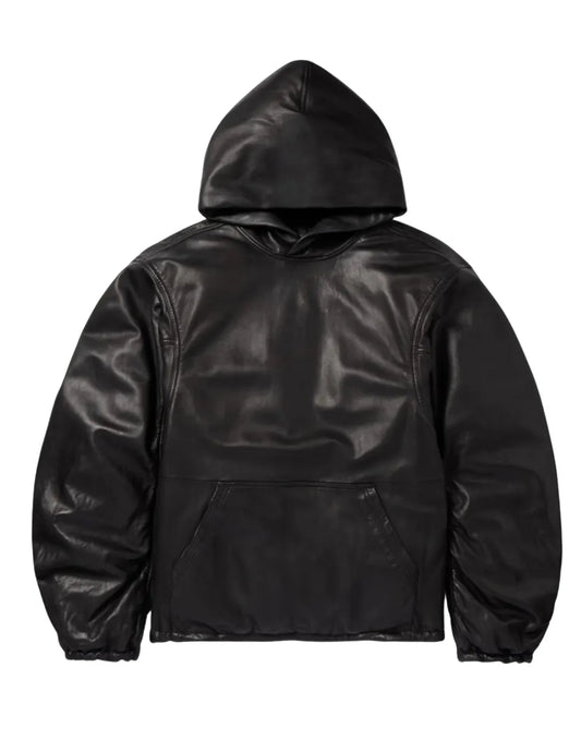 BALENCIAGA OVERSIZED LEATHER BLACK HOODIE
