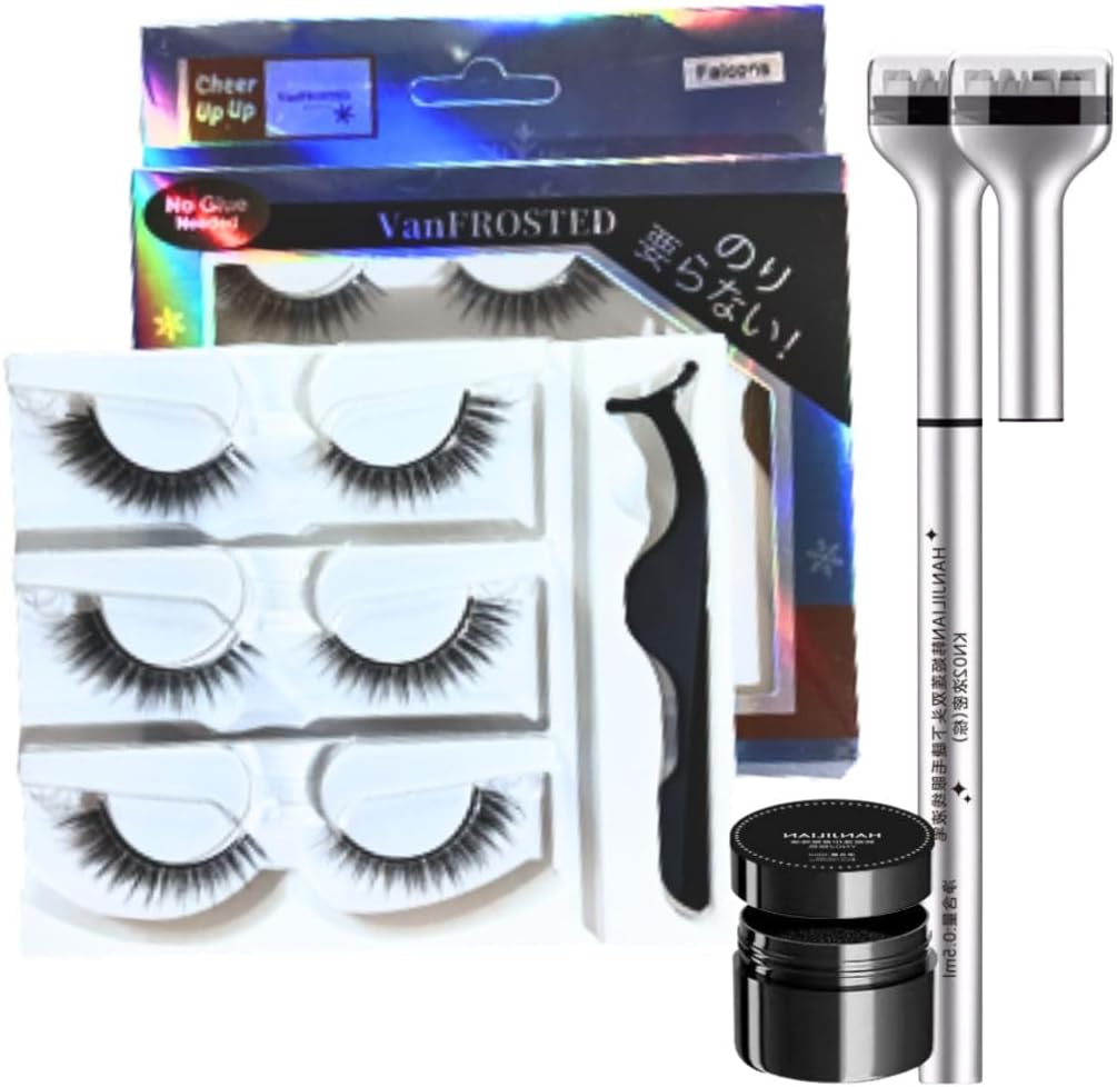 ピタポンッ 時短叶う自粘まつげ 下まつげスタンプ つけチア まつげ セット 接着剤不要・3Dボリューム・初心者にも簡単 のり要らない つけま コスパ 下まつ毛 (Falcons003)