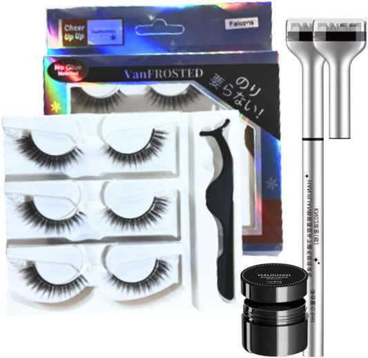 ピタポンッ 時短叶う自粘まつげ 下まつげスタンプ つけチア まつげ セット 接着剤不要・3Dボリューム・初心者にも簡単 のり要らない つけま コスパ 下まつ毛 (Falcons003)