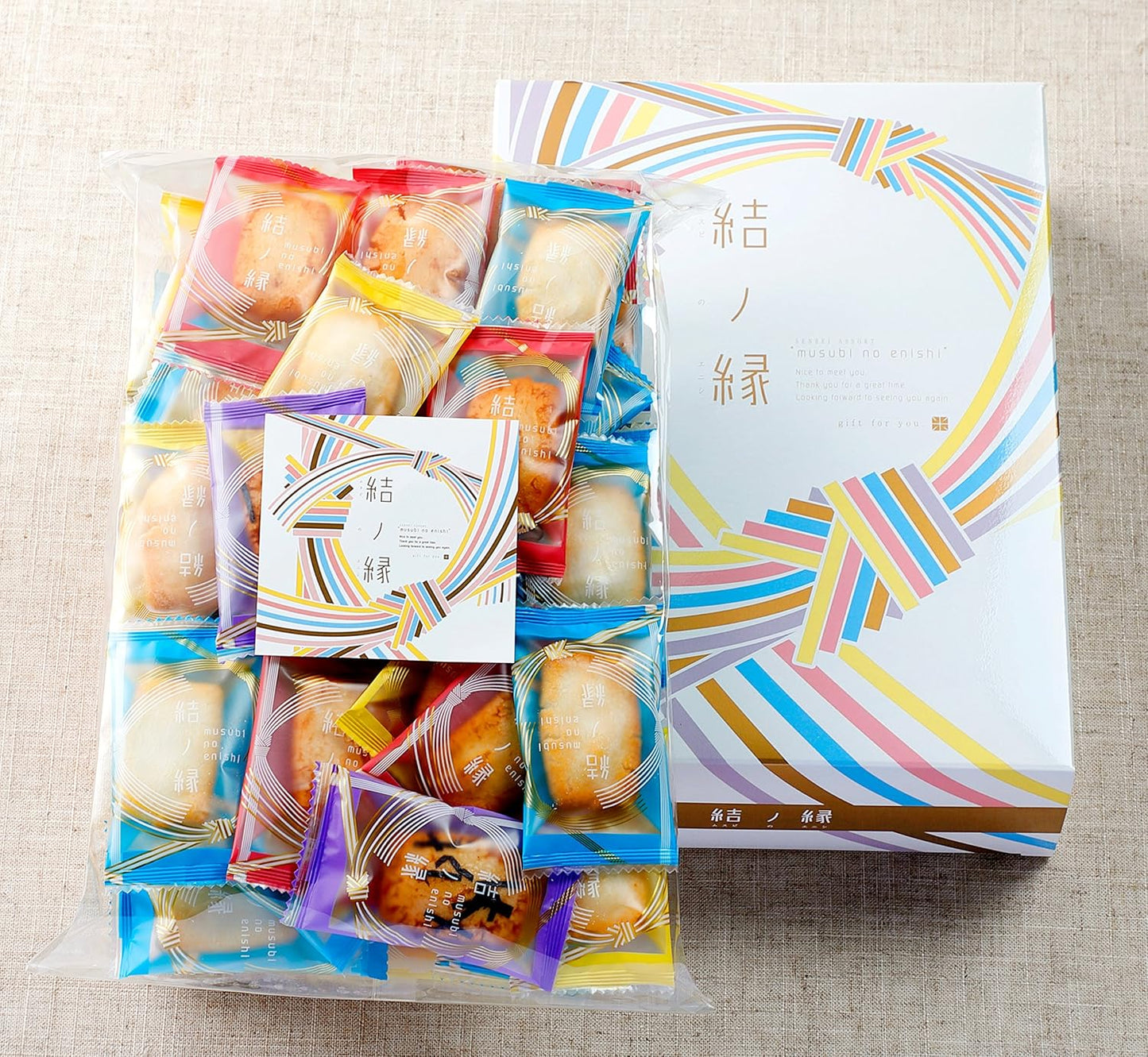 Musubi no Enishi 【Handbag None】 Senbei Gift Individually Wrapped Pre-wrapped Assorted Gift Hand Souvenir Snack Kagaya Rice Crackers