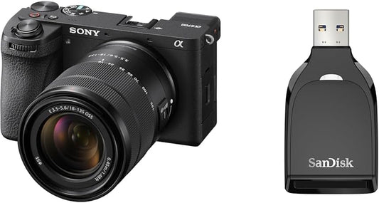 Sony APS-C Mirrorless SLR Camera α6700 High Magnification Zoom Lens Kit (Included Lens: SEL18135), Black, ILCE-6700M + [SanDisk Genuine Product] SanDisk QuickFlow SD UHS-I Card USB-A Reader USB 3.2