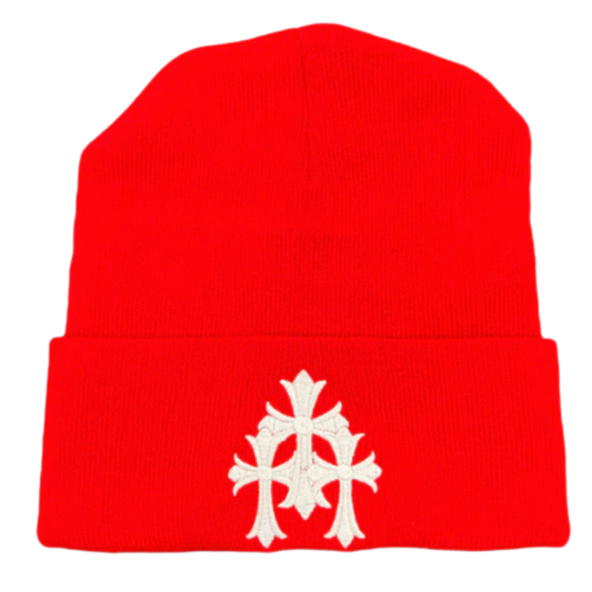 CHROME HEARTS 'CROSS CEMETERY' RED BEANIE