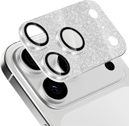 ShinKin Compatible with iPhone 17 Pro Max Camera Film, Camera Protective Cover, Sparkling, Aluminum Alloy, Lens Cover, Camera Protection, Aluminum Alloy Edge + Tempered Glass, Sparkle, Lens Protective