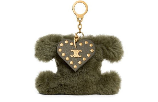 CELINE Triomphe pom-pom charm in shearling and calfskin - Image 1