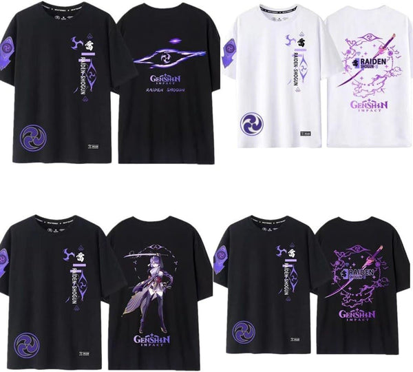 [GENTERUN]原神Tシャツ 雷将軍 プリティーダービー かわいい オグリキャップ 半袖 夏服 柔らかい ユニセックス 綿シャツャラクター 萌えグッズ メンズ レディース 男女兼用 ゆったり 大きい カジュアル アニメ キT