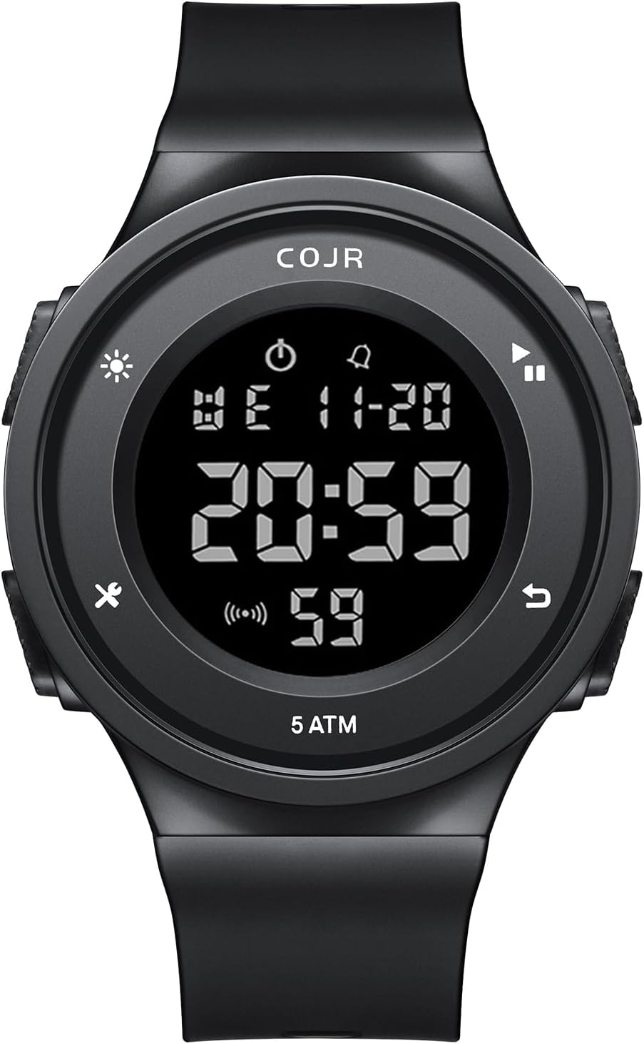 Men's Digital Running Watch, Waterproof, 50 Meters, Multi-functional, Sports Watch, Date, Week, Alarm, Stopwatch, LED Display, Simple, Outdoor, Fashionable, Unisex, Japanese and English