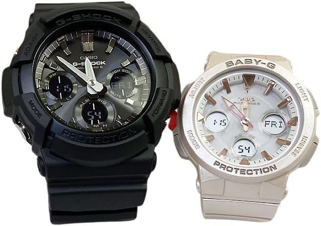 CASIO GAW-100B-1AJF BGA-2510-4AJF GAW-100B-1AJF BABY-G Baby G Analog Digital Radio Solar, Set of 2 Pairs, black pink beige
