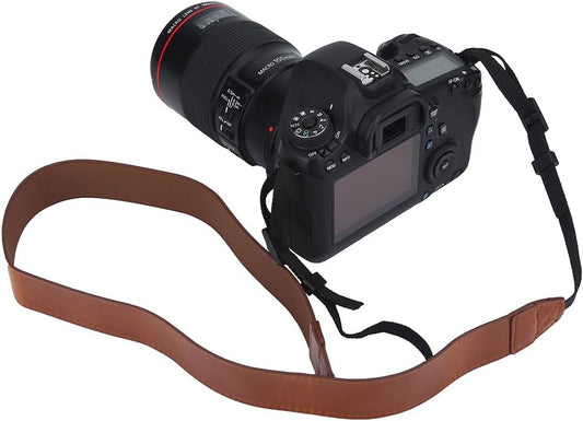 Camera Shoulder Strap, Adjustable PU Leather Camera Neck Strap for All DSLR Cameras Classic Belt for Nikon Canon Sony Photography Accessories (Tan)