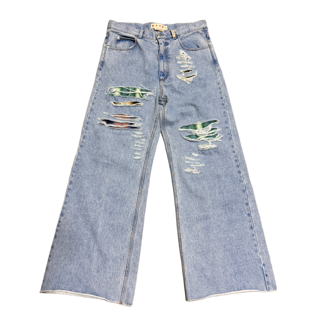 MARNI 'MOHAIR' BLUE DISTRESSED JEANS