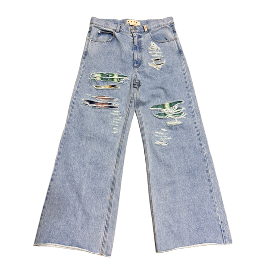 MARNI 'MOHAIR' BLUE DISTRESSED JEANS