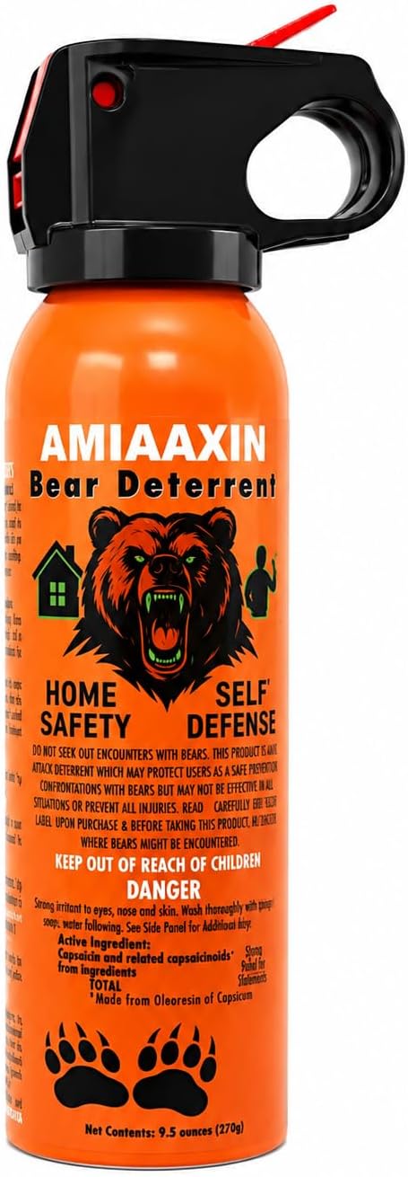High-Capacity Bear Repellent Spray, Bear Spray 9.1 fl oz (270 ml), Maximum Range 9m, Bear Repellent Spray for Outdoor Activities and Home Protection, Portable Outdoor Spray