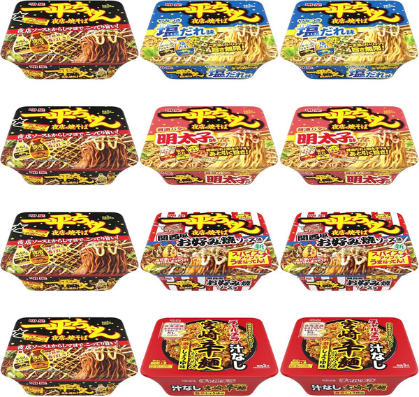 Miyazaki Spicy Noodles, 5 Assorted Types of 12 Servings [Set of 12, Cup Noodles, Yakisoba, Emergency Food, Comparison of Food]