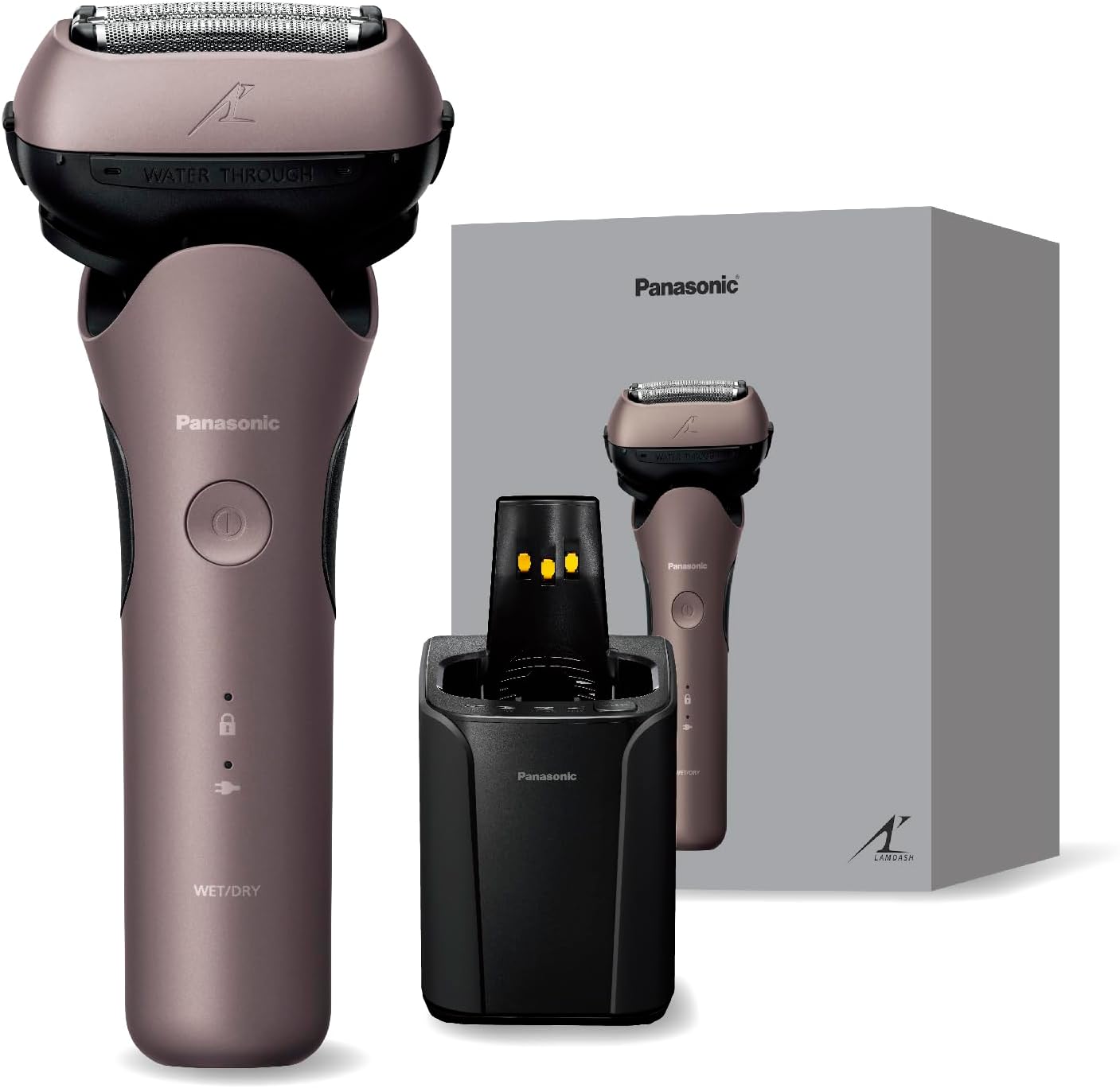 Panasonic ES-L381W-N Men's Shaver, Lamb Dash 3 Blades, Electric Shaver, Fully Automatic Cleaning Charger/AC Adapter Charging, Contact 3D Head, Brown Gold