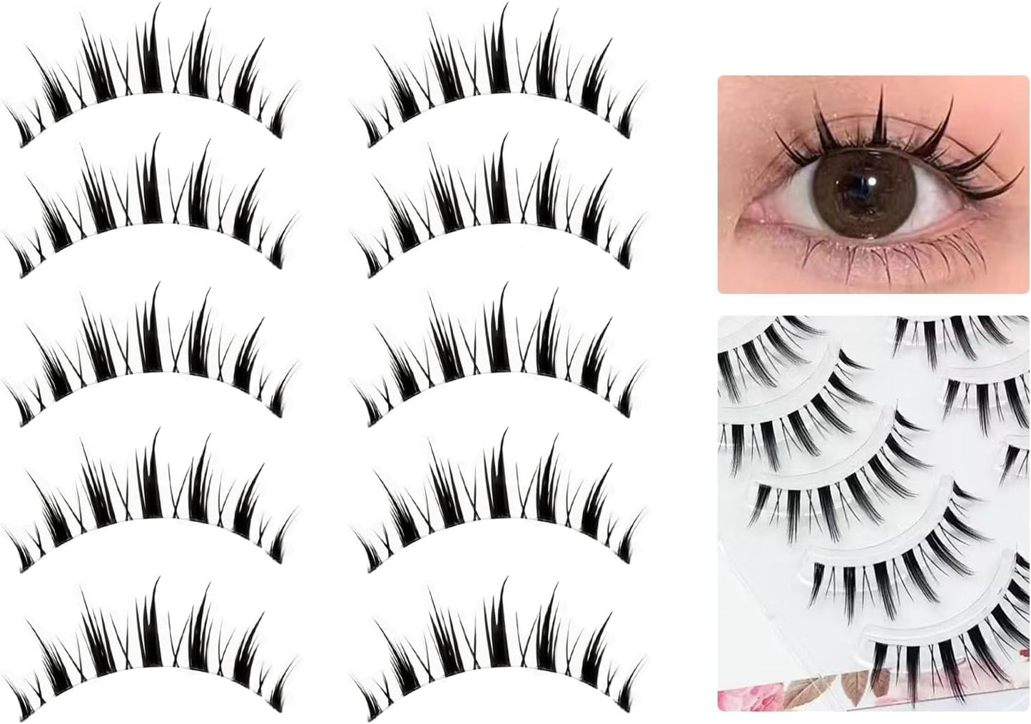 MAEXUS False Eyelashes [5 Pairs] Natural Eyelashes Short Upper Eyelashes for Actresses and Cosplay Makeup Soft and Comfortable False Eyelashes for Doll-like Sweet Eyes, Creating Explosive Charming Eye