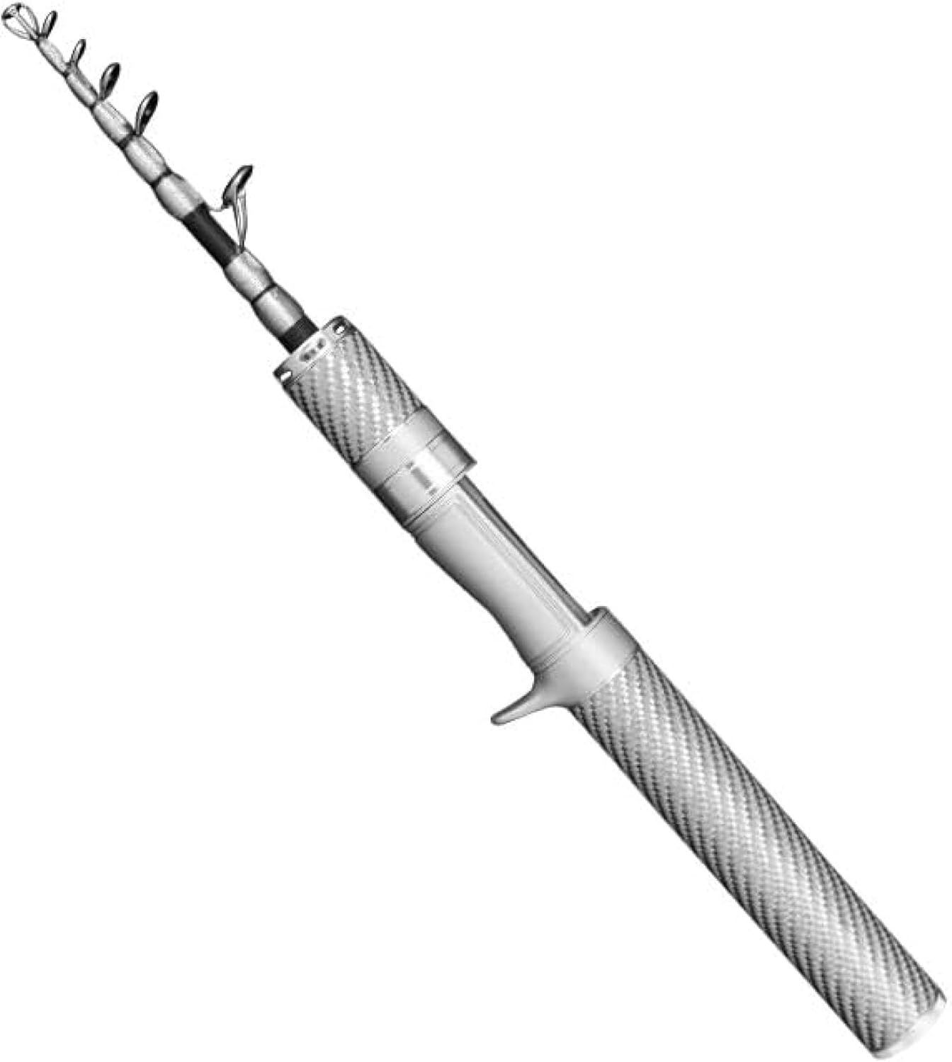 Lure Rod, UL Adjusted, Ultra Short, Mini, Micro, Telescopic, Carbon, Portable, Compact Rod 1.8M Silver Gun Handle