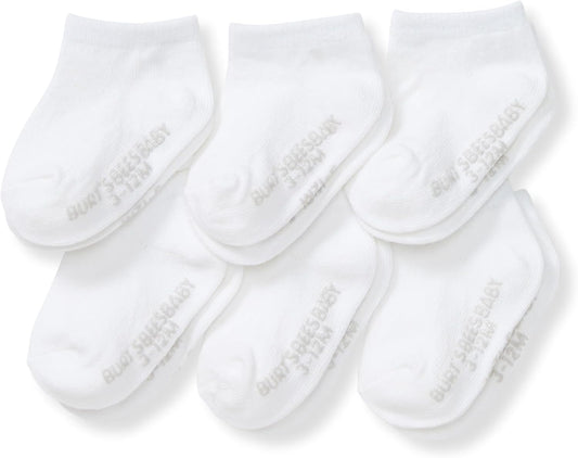 Burt's Bees Baby Calcetines de tobillo para bebés niñas con agarres antideslizantes (paquete de 6) | Soft, stretchy cotton blend ankle socks feature a stay-put ankle rib band and keep socks on feet