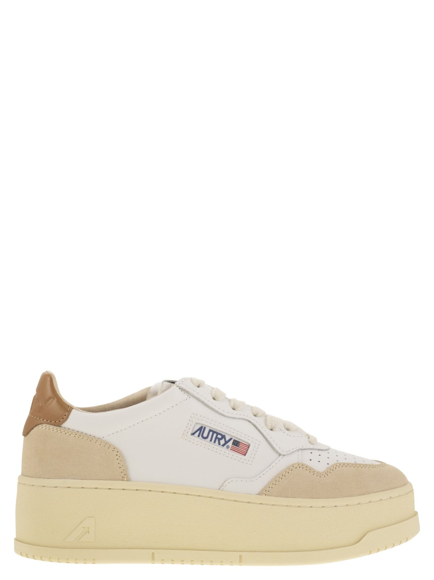 Autry Medalist Platform LeatherとSuede Trainers - Image 1