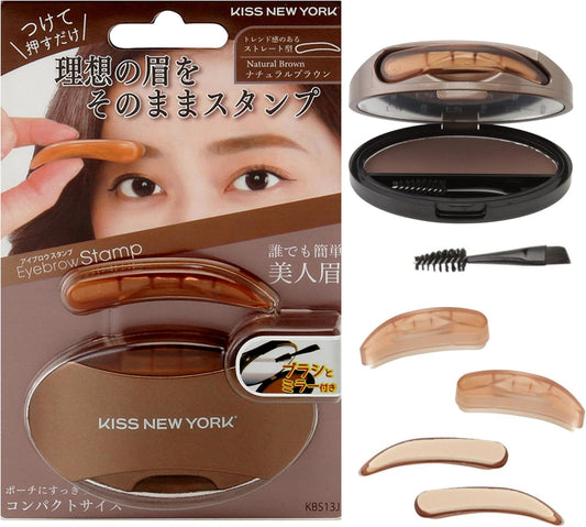 Kiss New York Limited Replacement Sponge Included Eyebrow Stamp Eyebrow Stamp Eyebrow Pong Eyebrow Makeup kissnewyork (Natural Brown, KBS13J Straight)