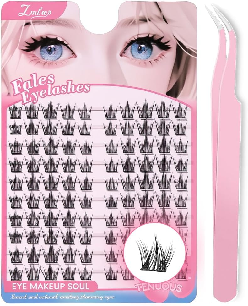 Partial False Eyelashes, No Glue Required, Easy to Fall Out, Large Capacity, Natural Point Fit Eyelash Extensions, Eyelash Extensions, False Eyelash Bundle, For Actresses, Beginners, Includes 1 Long