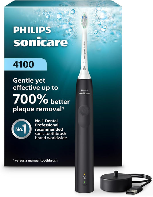 Philips Sonicare 4100 HX3681/24 - Cepillo de dientes eléctrico recargable con sensor de presión, color negro