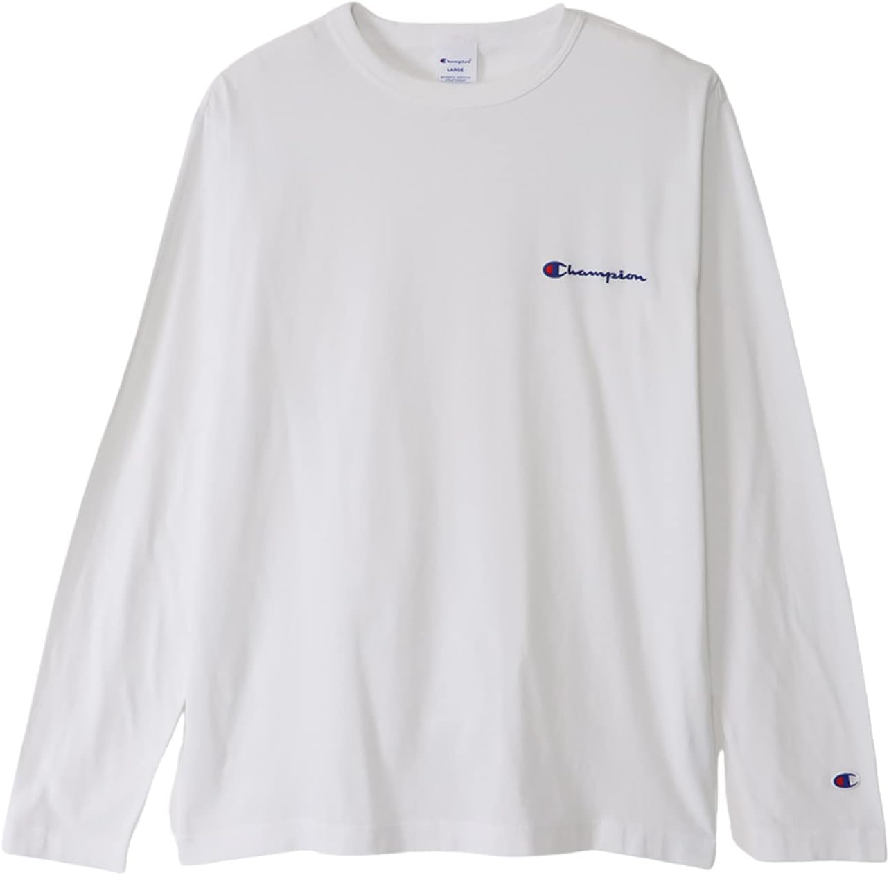 [Champion] ロングTシャツ 長袖 丸首 綿100% 刺繍 スクリプトロゴ ロングスリーブTシャツ ベーシック C8-W420Z メンズ