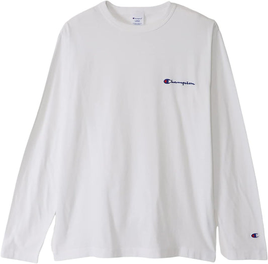 [Champion] ロングTシャツ 長袖 丸首 綿100% 刺繍 スクリプトロゴ ロングスリーブTシャツ ベーシック C8-W420Z メンズ