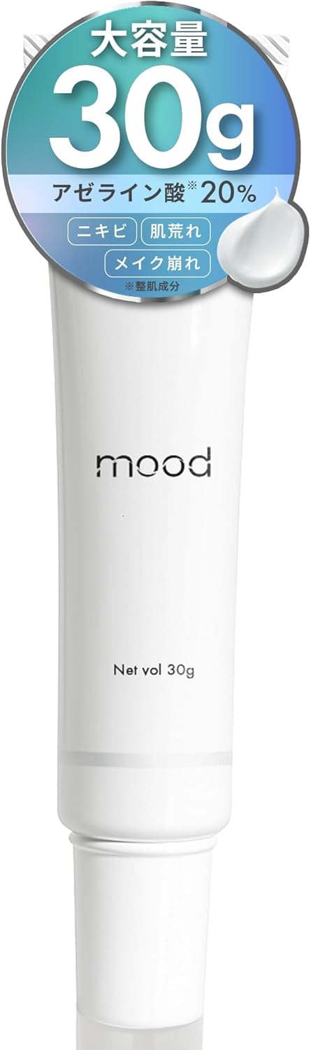 mood Azelaic Acid 20% Cream 1.1 oz (30 g), Made in Japan, CICA Deer, Glycylglycine, Ceramide, Pores, Clogging, Rough Skin, Makeup Cracks, Shiny and Sticky, Acne Prevention, Skin Care, Sebum Sensitive