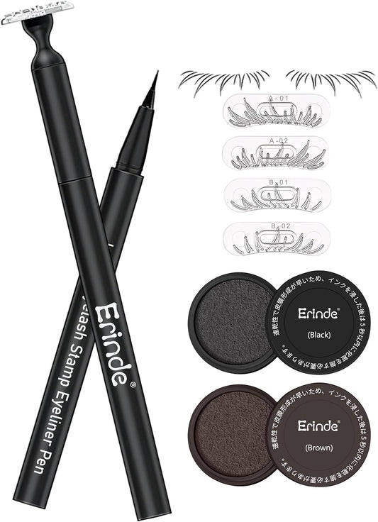 Erinde Lower Eyelash Stamp Reusable Eyelash Stamp Lower Eyelash Stamp 2 Styles 2 Colors Eyelash Stamp Waterproof Long Lasting Daily Makeup for Women for Beginners Perfect for Work, Party, Travel