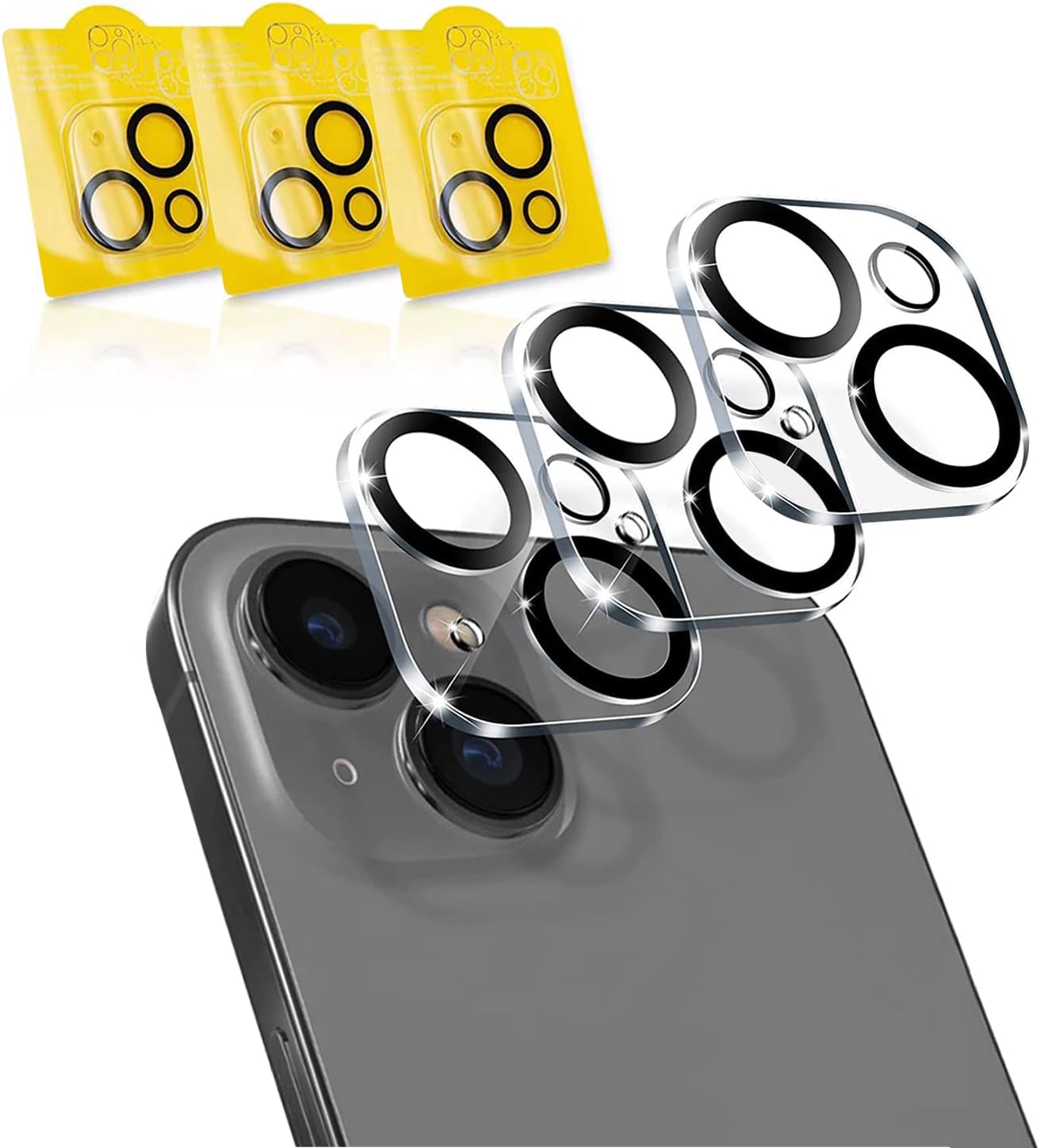 iPhone 14 / iPhone 14 Plus Dedicated Camera Film Lens Protective Cover for iPhone 14 Ultra Thin iPhone 14 Camera Protection, Full Protection, Black Edging, Binocular Lens Protection, Overexposure