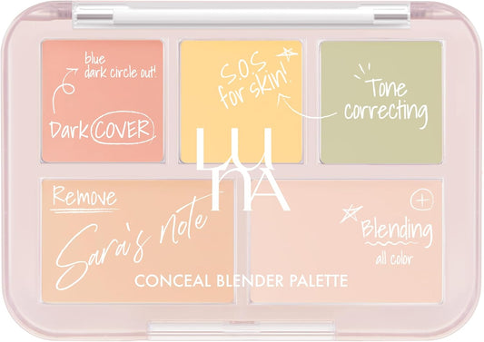 LUNA Conceal Blender Palette, No. 5 Tone Reset Cover, 0.2 oz (6 g), Multi-Cover, High Adhesion, Korean Cosmetics