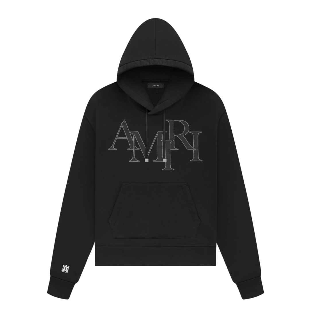 AMIRI 'APPLIQUE LOGO' BLACK HOODIE