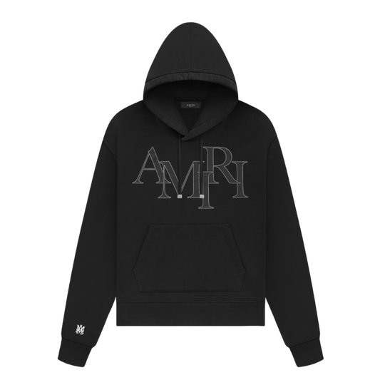 AMIRI 'APPLIQUE LOGO' BLACK HOODIE