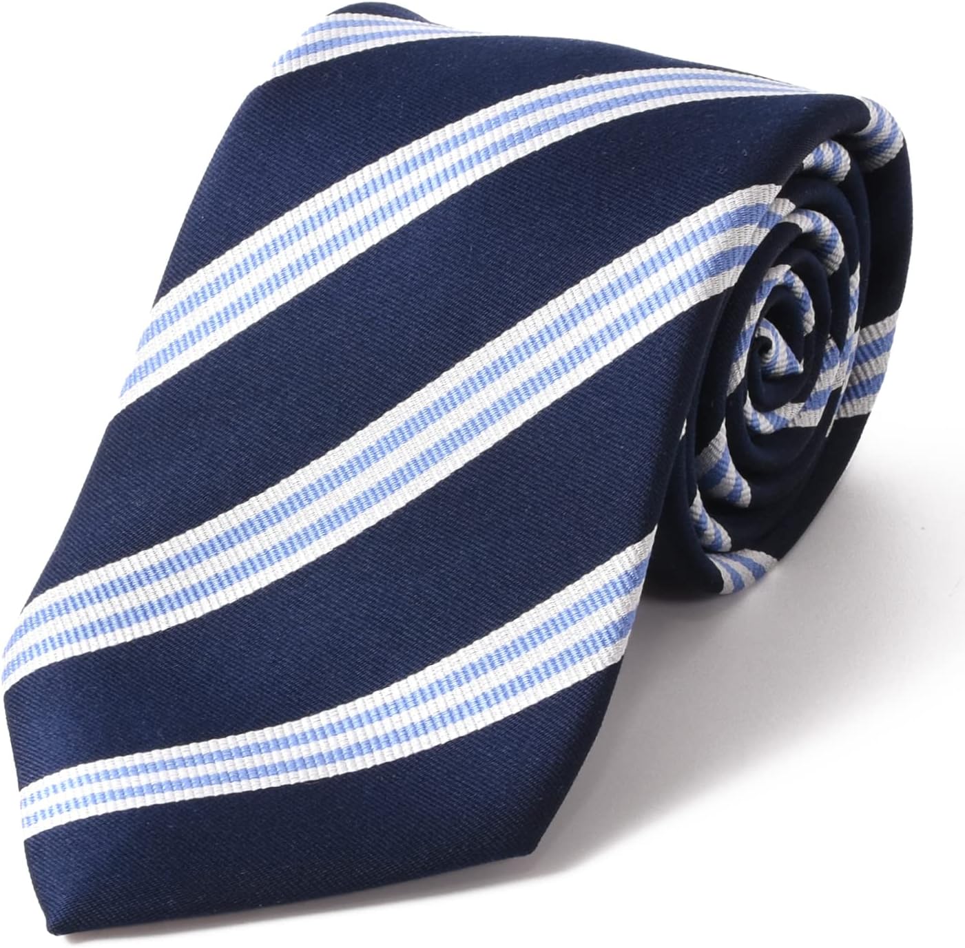 Michi Kolondon Brand Necktie, Made in Japan, 100% Silk, Jacquard Weave, Woven Pattern Regimen Stripe