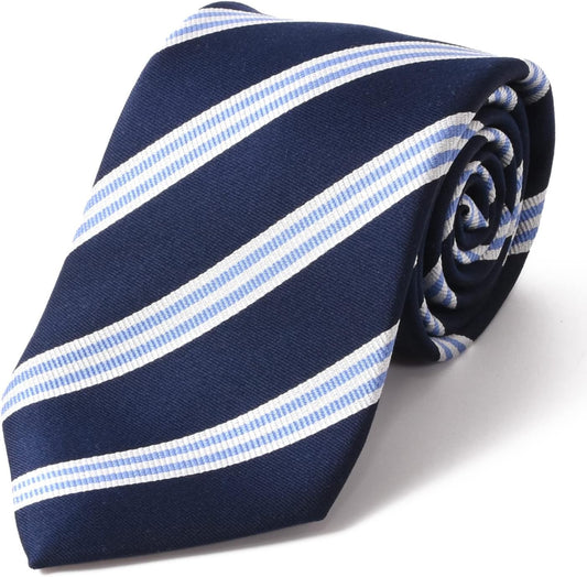 Michi Kolondon Brand Necktie, Made in Japan, 100% Silk, Jacquard Weave, Woven Pattern Regimen Stripe