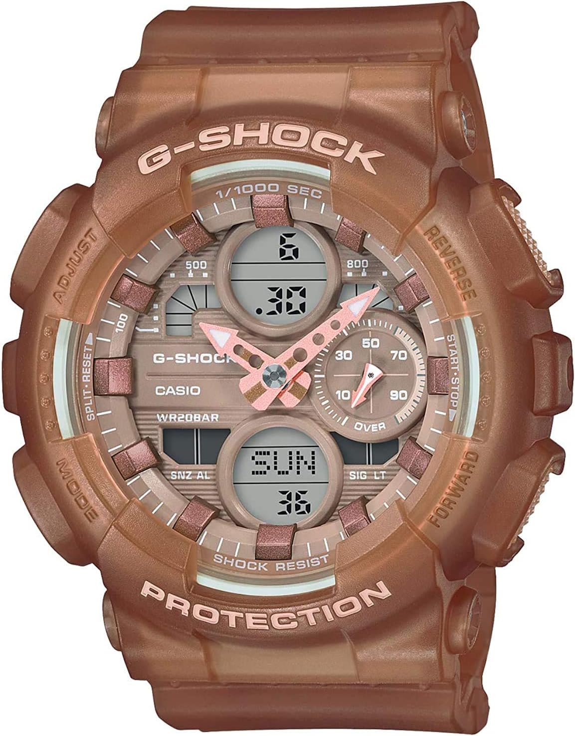 Casio GMA-S140NC-5A2 Men's Wristwatch, Analog, Digital, Ana-Digi, Skeleton, Casual