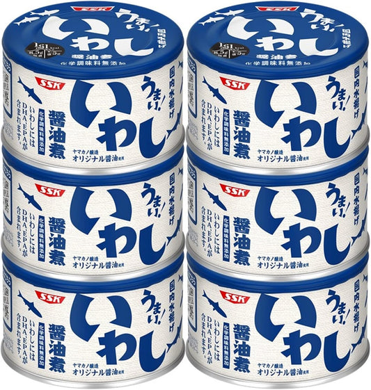 SSK Shimizu Foods Delicious! Soy Sauce-Braised Sardines 150g x 6 pc(s)