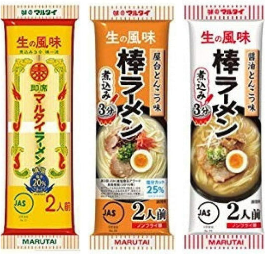 3 Types of Marutai Stick Ramen: Original Yatai Tonkotsu, Soy Sauce Tonkotsu (2 servings per bag (6 servings))