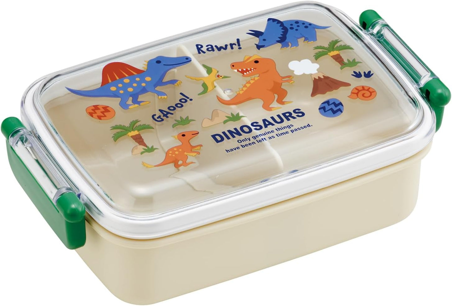 Skater RBF3AN-A Children's Bento Box, 15.2 fl oz (450 ml), Fluffy Dome-Shaped Lid, 1 Tier, Made in Japan, Dinosaurus, 26