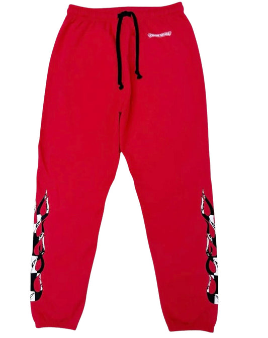 CHROME HEARTS MATTY BOY RED FLAME SWEATPANTS