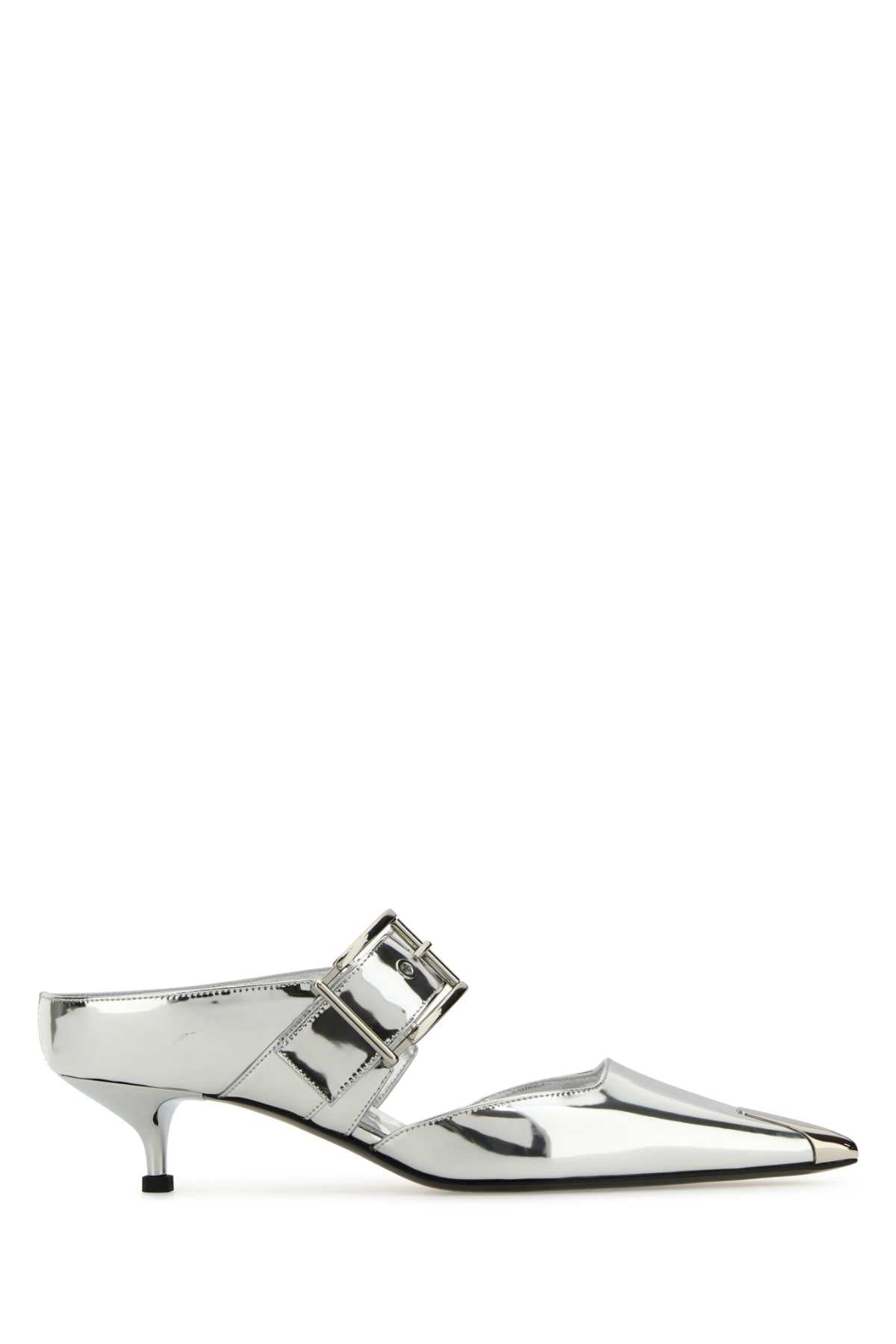 Alexander Mcqueen アレクサンダーマックイーンシルバーレザーパンクポンプ - Image 1