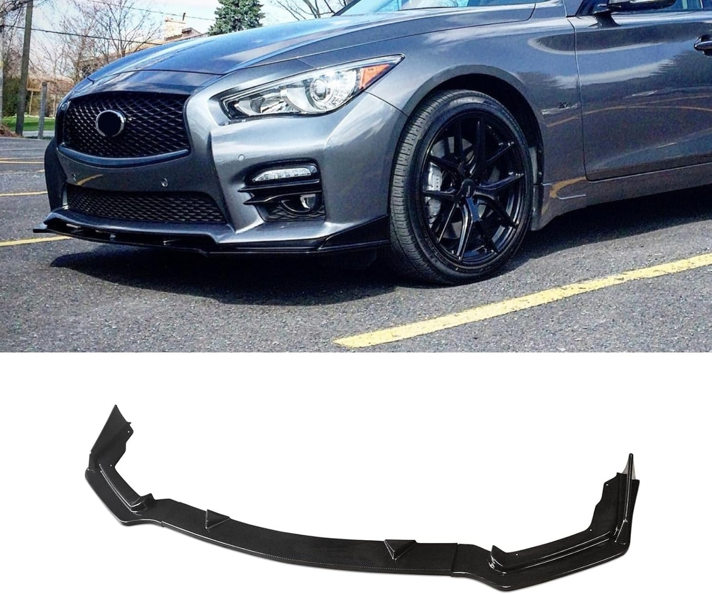 Front Spoiler 2014-2017 Infiniti Q50 Sport/Nissan Skyline V37 Sport Style Front Lip Painted Carbon Look Genuine Parts Custom Aero Parts Car Accessories