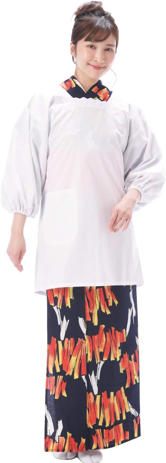 NISHIKI Women's Long Length Cotton Poly Apron with Pockets and Sleeves