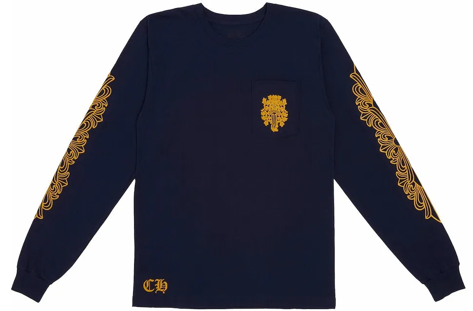 CHROME HEARTS 'V89 DAGGER' NAVY LONGSLEEVE TEE