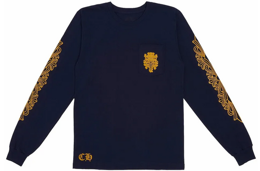 CHROME HEARTS 'V89 DAGGER' NAVY LONGSLEEVE TEE