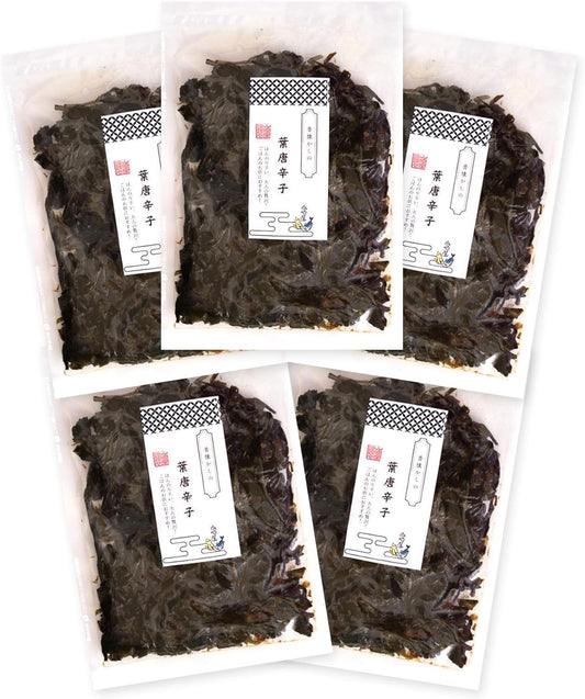 Rice Accompaniment [Leaf Chili Peppers 3.5 oz (100 g) x 5 Bags] Tsukudani Boiled Japanese Ingredients Spicy Rice Ball Ochazuke Yamazakiya Kombu and Bonito Artisan